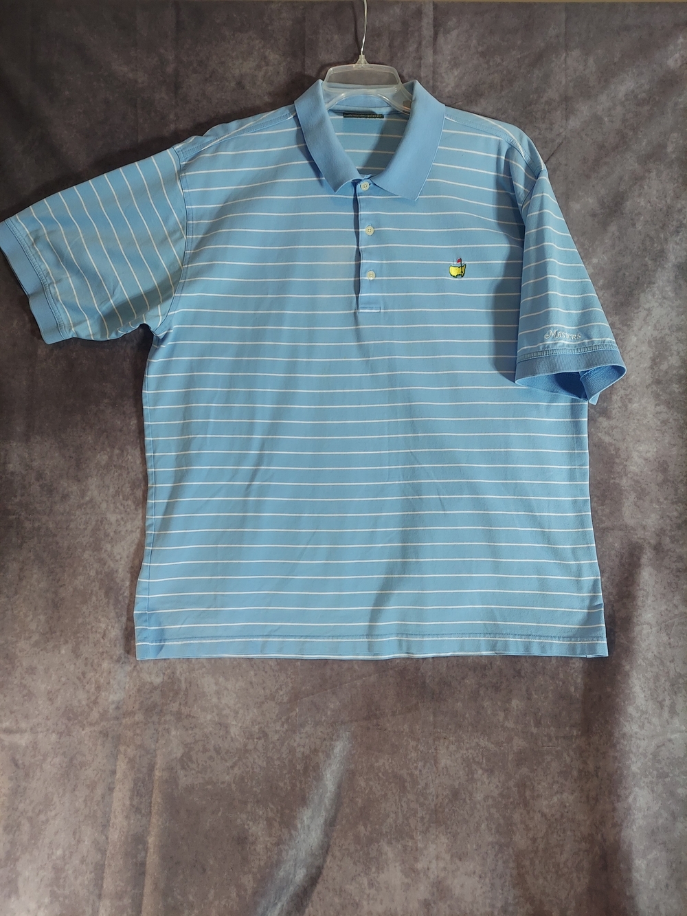 Masters Collection Men's Light Blue Striped Mercerized Cotton Golf Polo XL